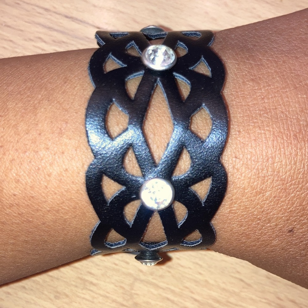 Paparazzi Woven Pattern with Crystal Accent Bracelet,  Black- NWT
